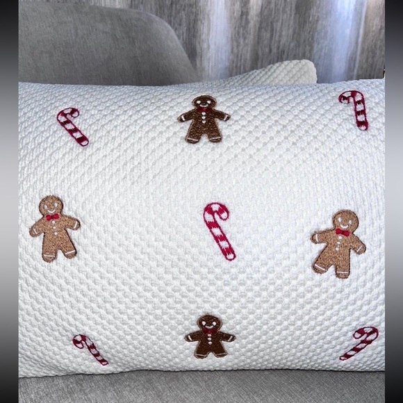 2-NWT CYNTHIA ROWLEY EMBROIDERED GINGERBREAD AND CANDY CANE HOLIDAY PILLOW - Picture 8 of 12